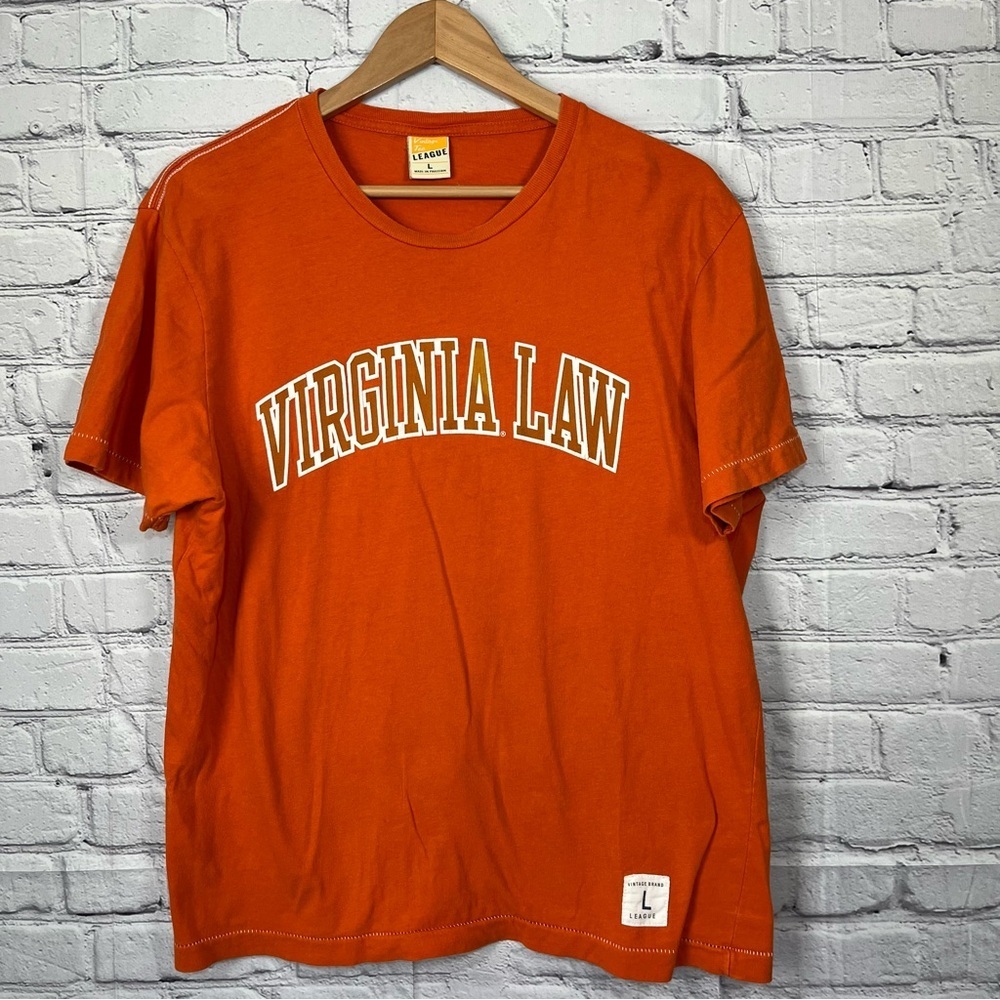 Vintage Tee League Virginia Law T-Shirt Mens Size Large Orange Collegiate